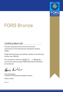 link2london fors certificate 2017-18